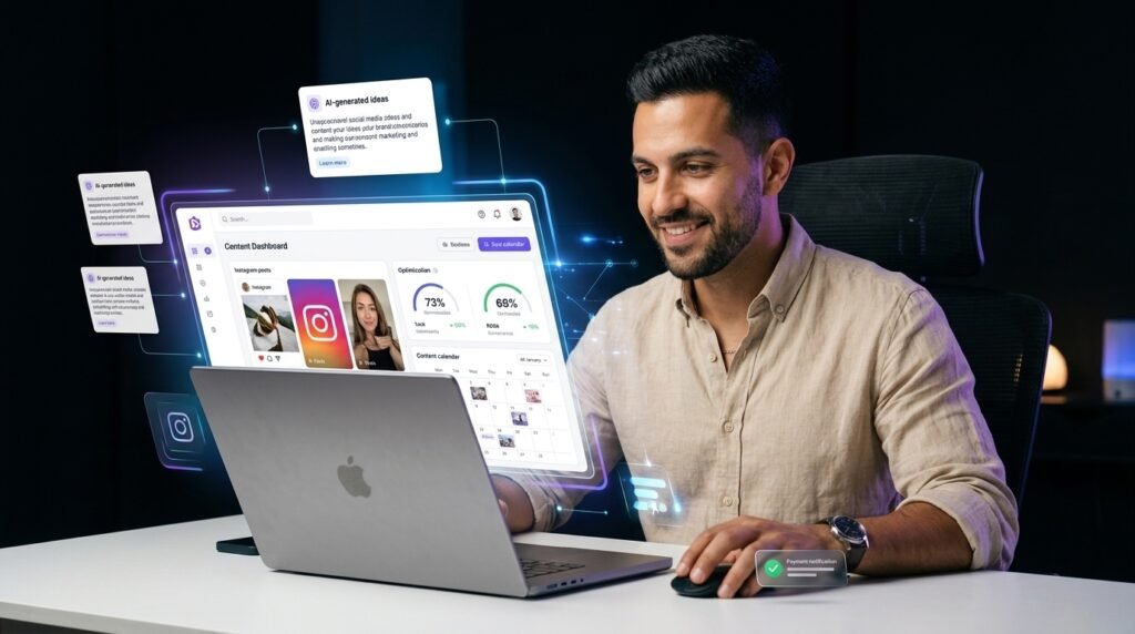make money with AI social media content